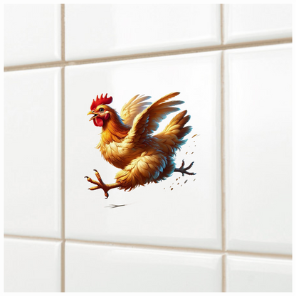 Yellow Chicken Running Fast Wings Vinyl Sticker Decal