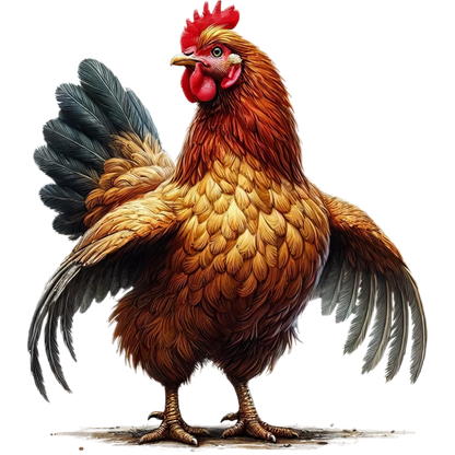 Brown Chicken Standing Wings Spread Vinyl Sticker Decal
