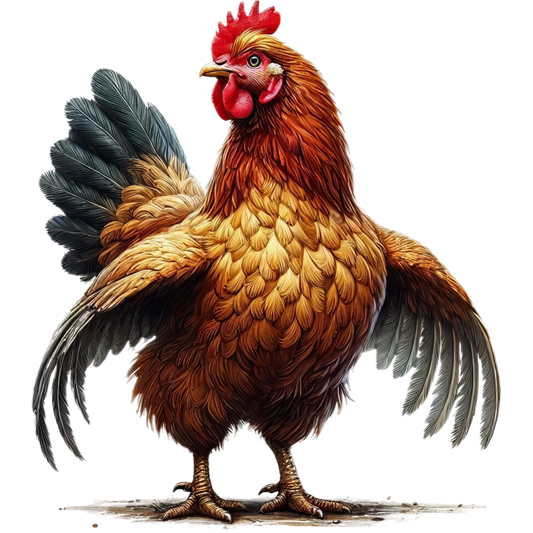 Brown Chicken Standing Wings Spread Vinyl Sticker Decal