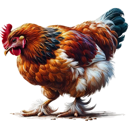 Brown Chicken Feathered Bantam Farm Vinyl Sticker Decal