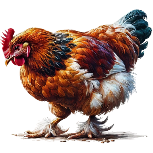 Brown Chicken Feathered Bantam Farm Vinyl Sticker Decal