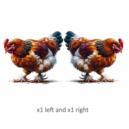 Brown Chicken Feathered Bantam Farm Vinyl Sticker Decal