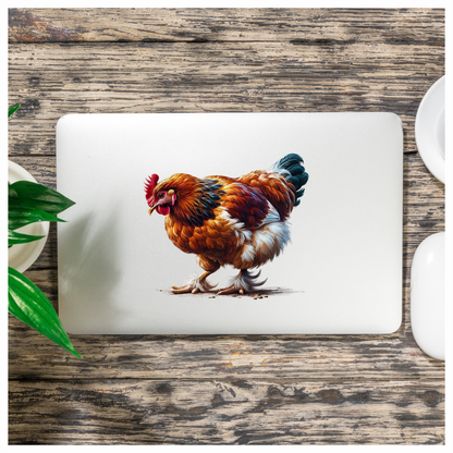 Brown Chicken Feathered Bantam Farm Vinyl Sticker Decal