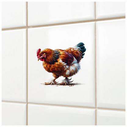 Brown Chicken Feathered Bantam Farm Vinyl Sticker Decal