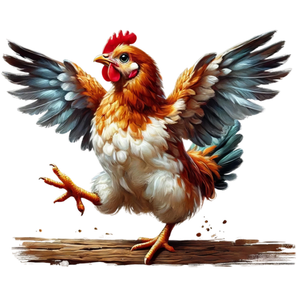 Brown Chicken Flapping Wings Cartoon Vinyl Sticker Decal