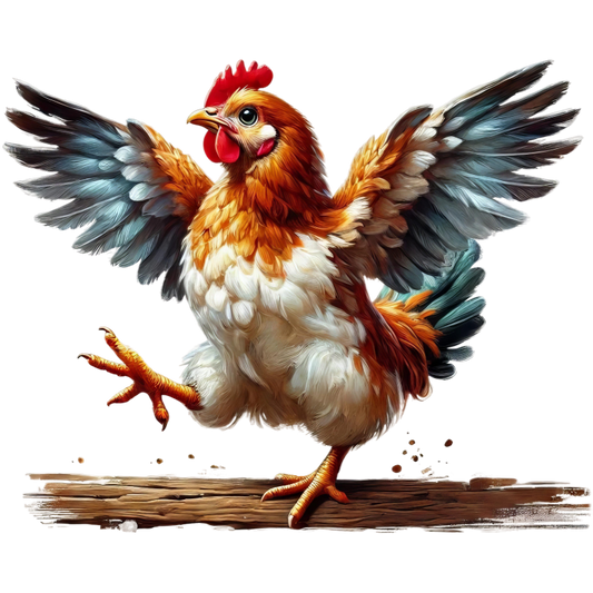 Brown Chicken Flapping Wings Cartoon Vinyl Sticker Decal