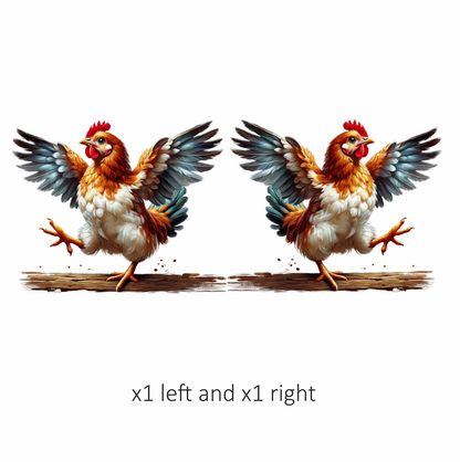 Brown Chicken Flapping Wings Cartoon Vinyl Sticker Decal
