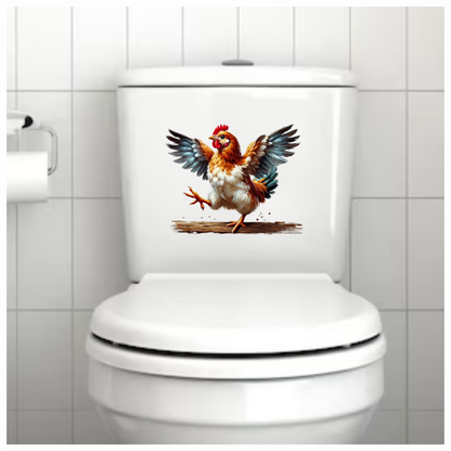 Brown Chicken Flapping Wings Cartoon Vinyl Sticker Decal
