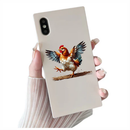 Brown Chicken Flapping Wings Cartoon Vinyl Sticker Decal