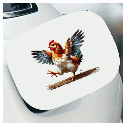 Brown Chicken Flapping Wings Cartoon Vinyl Sticker Decal