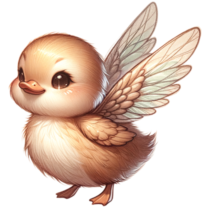 Brown Duckling With Wings Cute Vinyl Sticker Decal