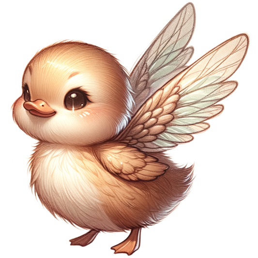 Brown Duckling With Wings Cute Vinyl Sticker Decal