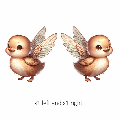 Brown Duckling With Wings Cute Vinyl Sticker Decal