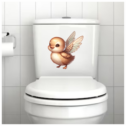 Brown Duckling With Wings Cute Vinyl Sticker Decal