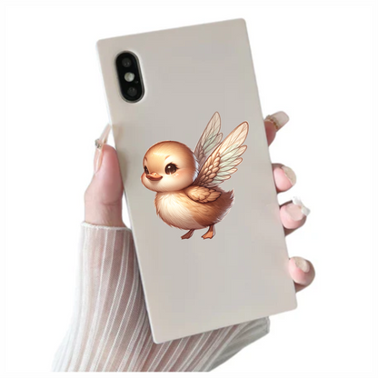 Brown Duckling With Wings Cute Vinyl Sticker Decal