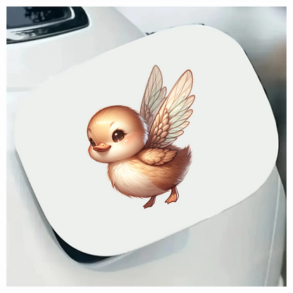 Brown Duckling With Wings Cute Vinyl Sticker Decal
