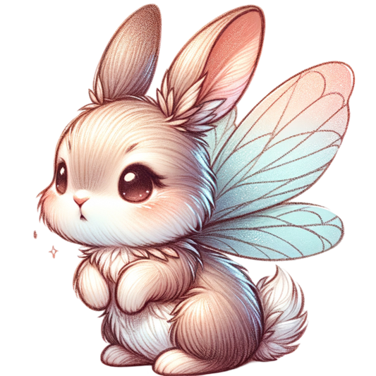 White Cute Bunny Fairy Wings Vinyl Sticker Decal