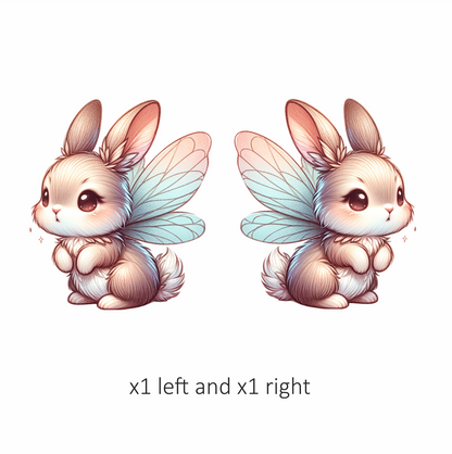 White Cute Bunny Fairy Wings Vinyl Sticker Decal