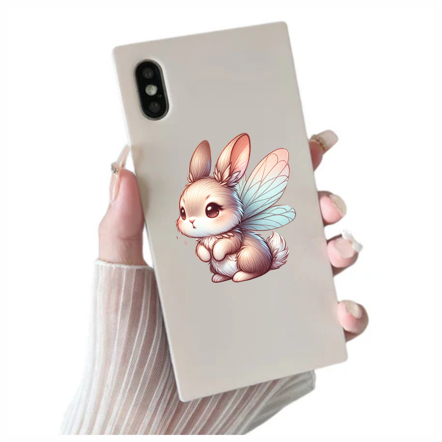White Cute Bunny Fairy Wings Vinyl Sticker Decal