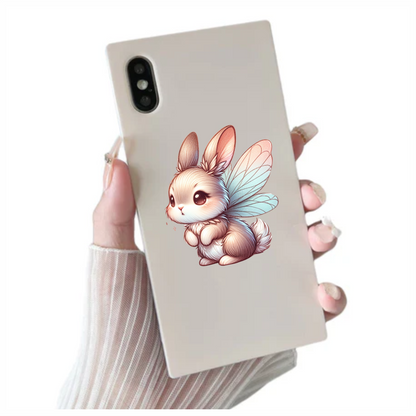 White Cute Bunny Fairy Wings Vinyl Sticker Decal