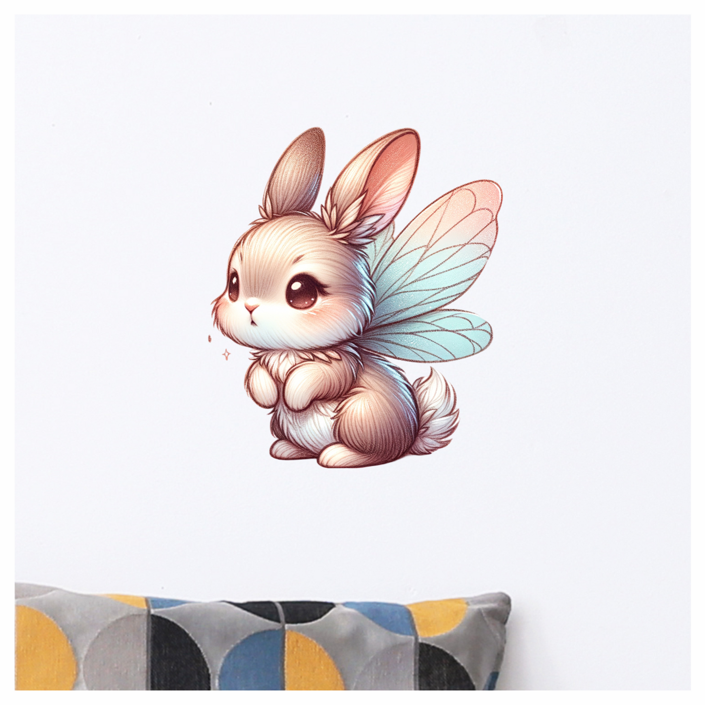 White Cute Bunny Fairy Wings Vinyl Sticker Decal