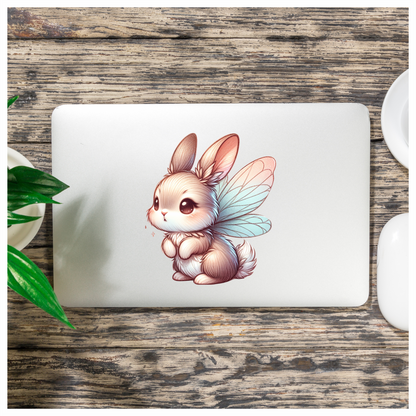 White Cute Bunny Fairy Wings Vinyl Sticker Decal