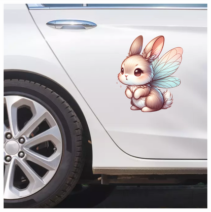 White Cute Bunny Fairy Wings Vinyl Sticker Decal