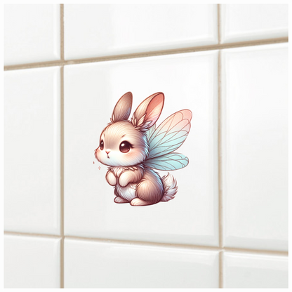 White Cute Bunny Fairy Wings Vinyl Sticker Decal