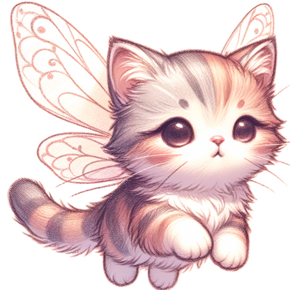 Grey Tabby Kitten Fairy Wings Vinyl Sticker Decal