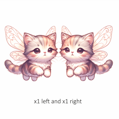 Grey Tabby Kitten Fairy Wings Vinyl Sticker Decal