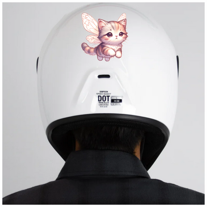 Grey Tabby Kitten Fairy Wings Vinyl Sticker Decal