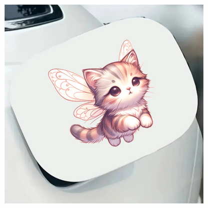 Grey Tabby Kitten Fairy Wings Vinyl Sticker Decal
