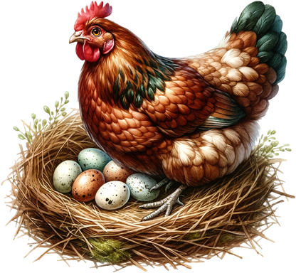 Brown Chicken Nest Eggs Nature Vinyl Sticker Decal