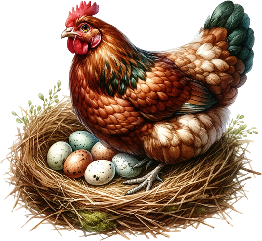 Brown Chicken Nest Eggs Nature Vinyl Sticker Decal