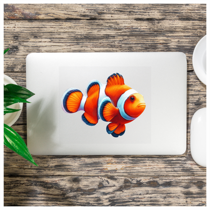 Orange White Fish Clownfish Ocean Vinyl Sticker Decal