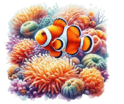 Orange Clownfish Coral Ocean Reef Vinyl Sticker Decal