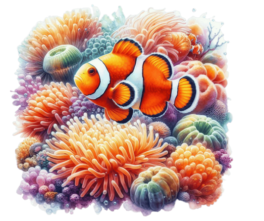Orange Clownfish Coral Ocean Reef Vinyl Sticker Decal