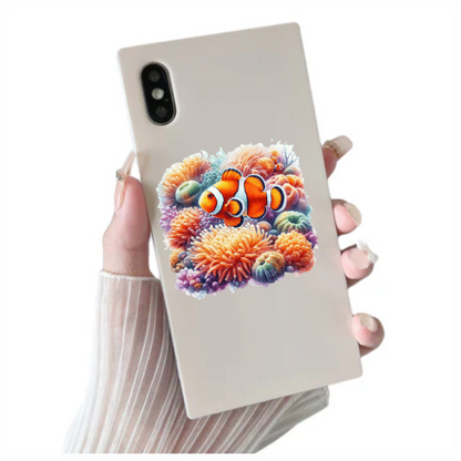 Orange Clownfish Coral Ocean Reef Vinyl Sticker Decal