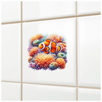 Orange Clownfish Coral Ocean Reef Vinyl Sticker Decal