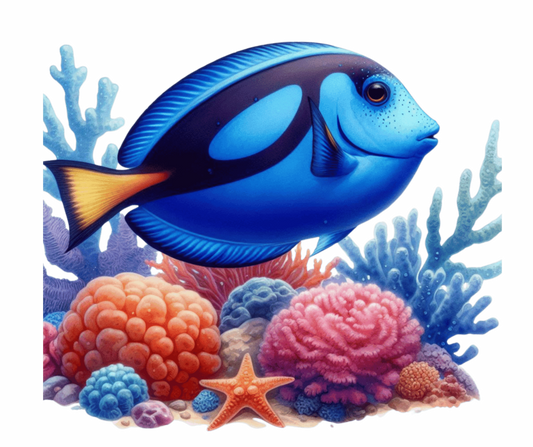 Blue Fish Coral Reef Ocean Vinyl Sticker Decal
