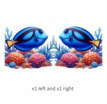 Blue Fish Coral Reef Ocean Vinyl Sticker Decal