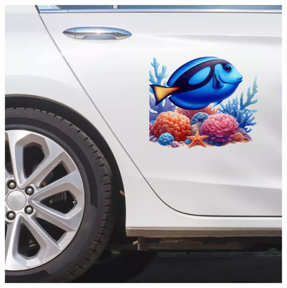 Blue Fish Coral Reef Ocean Vinyl Sticker Decal