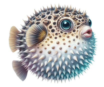 Brown Spiky Puffer Fish Ocean Vinyl Sticker Decal