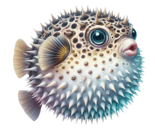 Brown Spiky Puffer Fish Ocean Vinyl Sticker Decal