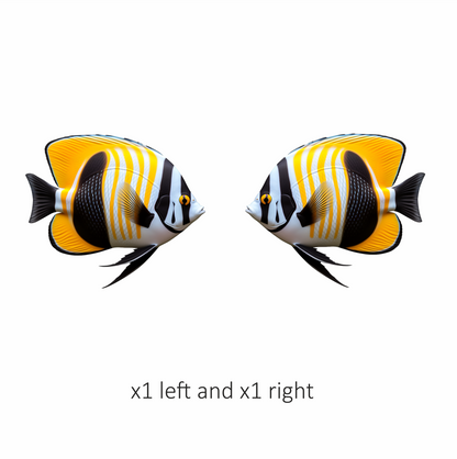 Yellow Black White Fish Butterfly Vinyl Sticker Decal