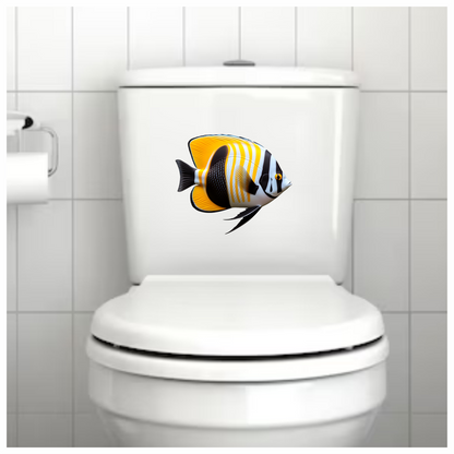 Yellow Black White Fish Butterfly Vinyl Sticker Decal