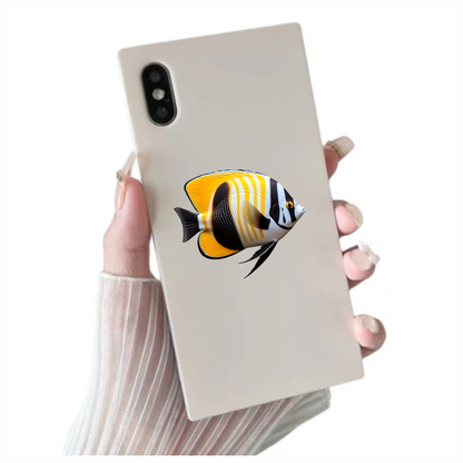Yellow Black White Fish Butterfly Vinyl Sticker Decal