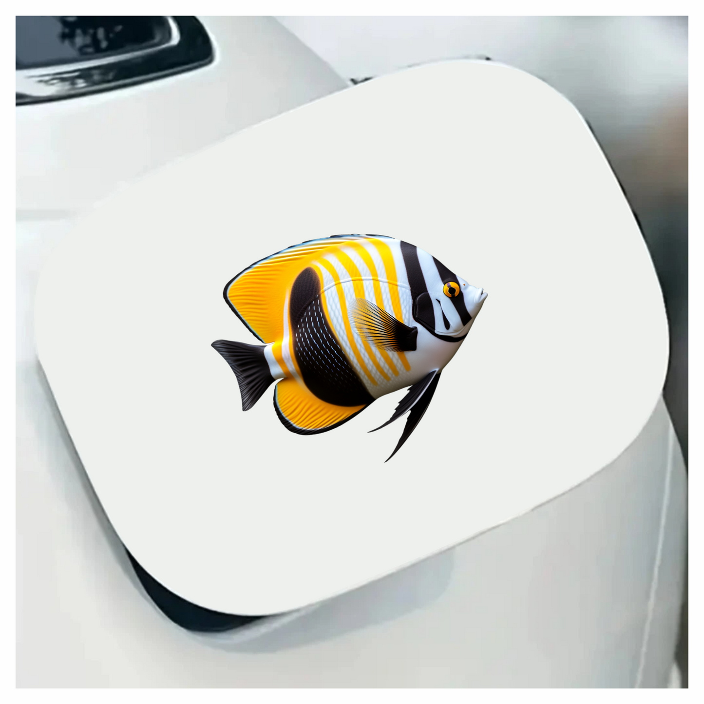 Yellow Black White Fish Butterfly Vinyl Sticker Decal