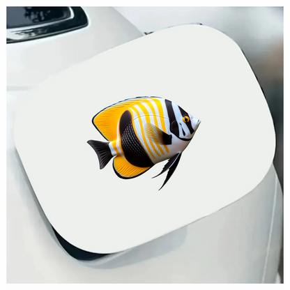 Yellow Black White Fish Butterfly Vinyl Sticker Decal