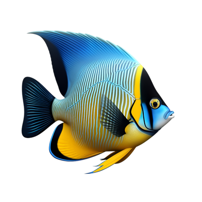 Blue Yellow Striped Angelfish Tropical Vinyl Sticker Decal